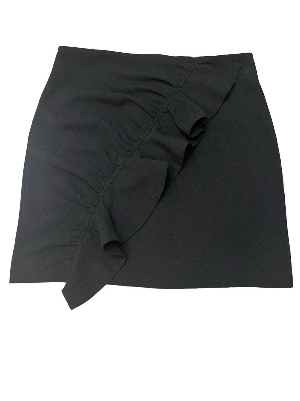 Karina Grimaldi XS Black Lined Mini Skirt w/ Ruffle 100% Polyester